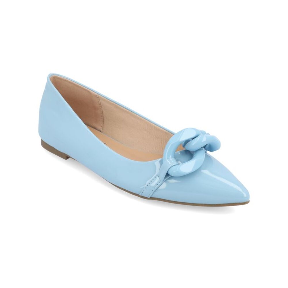 JOURNEE COLLECTION Womens Light Blue Chain Clareene Toe Slip On Flats Shoes 7